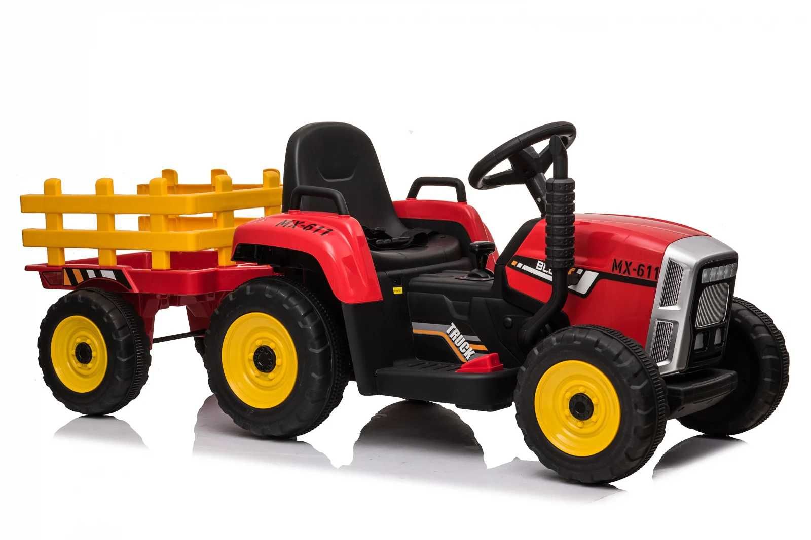 Tractoras electric pt copii, BJ-611, 60W 12V,cu remorca si telecomanda