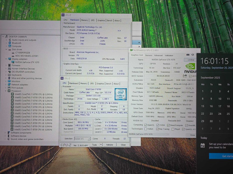 PC Gaming Intel i7-8700, GTX 1070 8GB, 16GB, 1TB M.2 + 1TB HDD