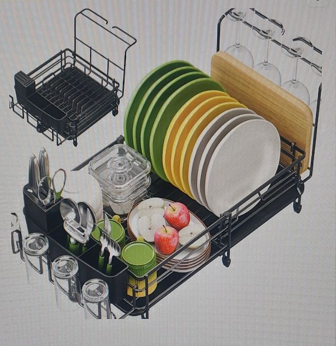 Scurgător de vase extensibil din oțel inoxidabil cu suport. NOU