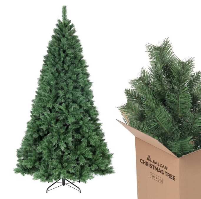 Brad artificial SALCAR 180 cm, Verde, Suport Metalic, Montare Rapidă