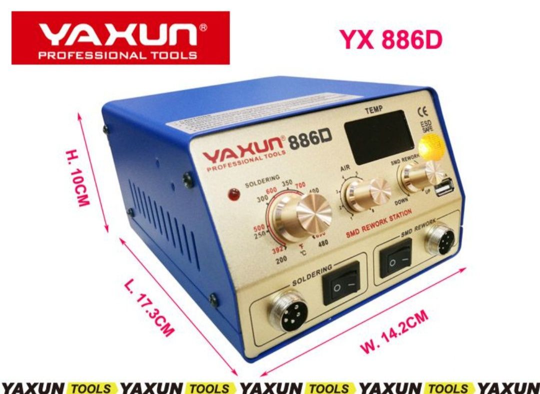 Паяльная станция YAXUN 886D 2 в 1 SMD, с выходом USB 5 В, 1 А,