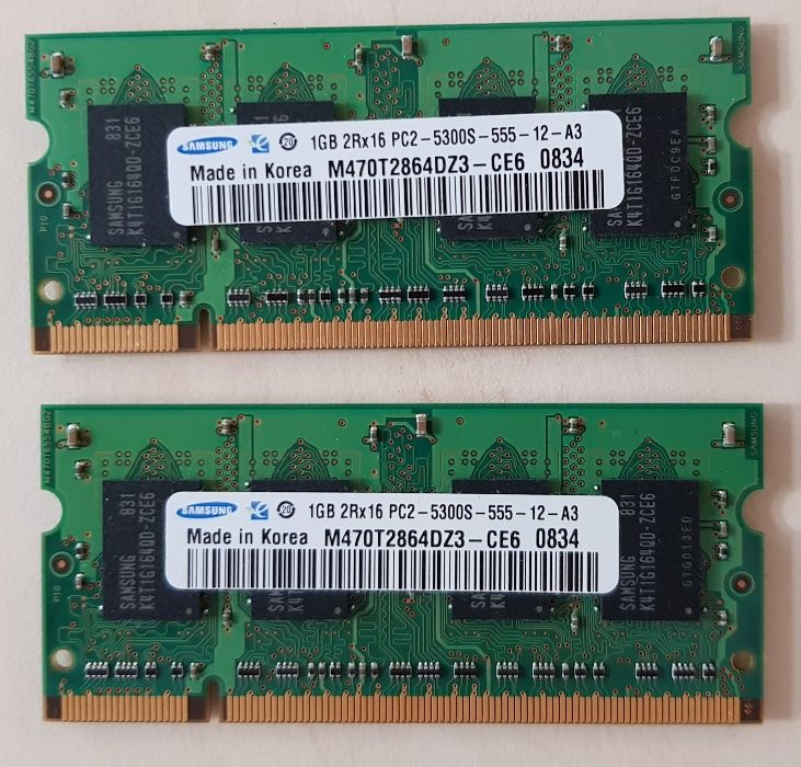 Memorii laptop Samsung 2 x 1GB DDR 2 667 Mhz - M470T2864DZ3