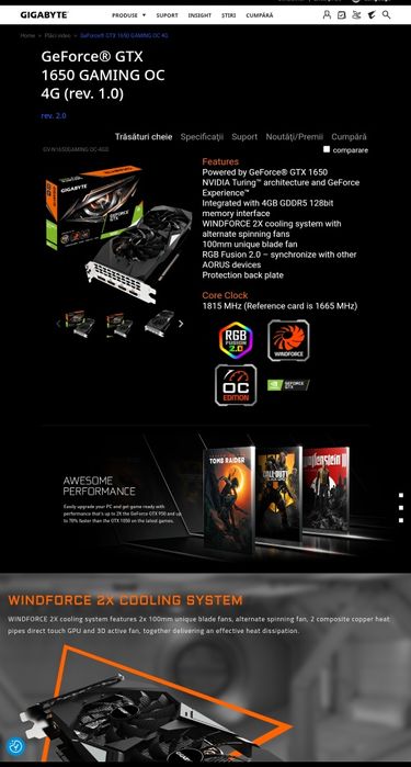 GeForce® GTX 1650 GAMING OC 4G (rev. 1.0)