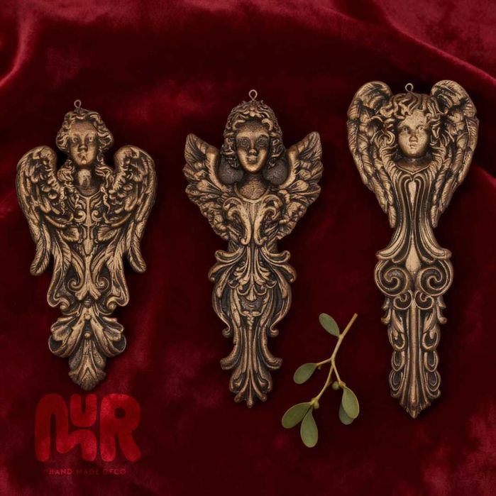 Ornamente decoratiuni ingeri Craciun, set 3, handmade, stil baroc