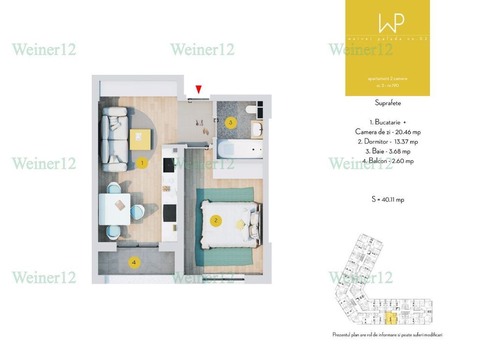 Apartament 2 camere Tip Studio Start Vanzari Etapa 2 Weiner2 VestGroup