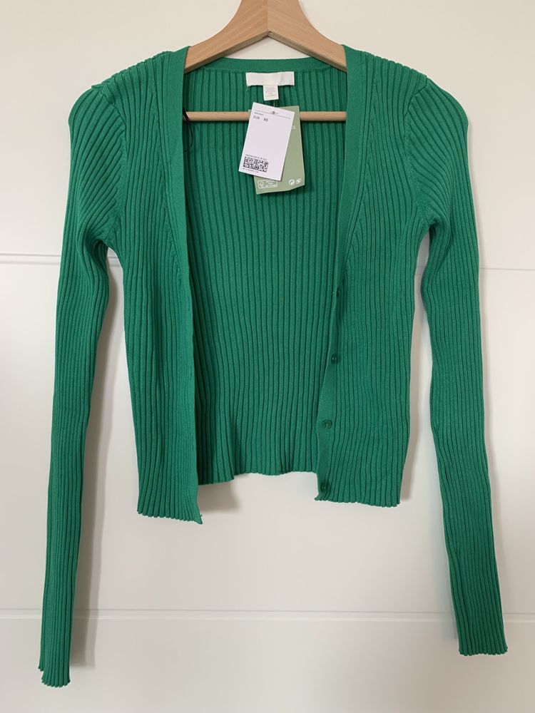 Pulover verde H&M, marimea XS, cu eticheta