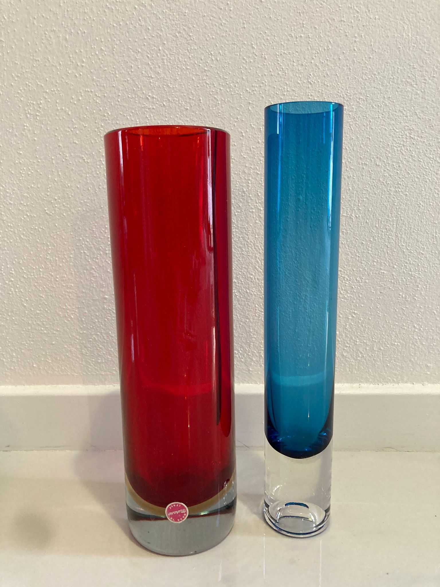 Vaze Murano Venini rosu si albastru