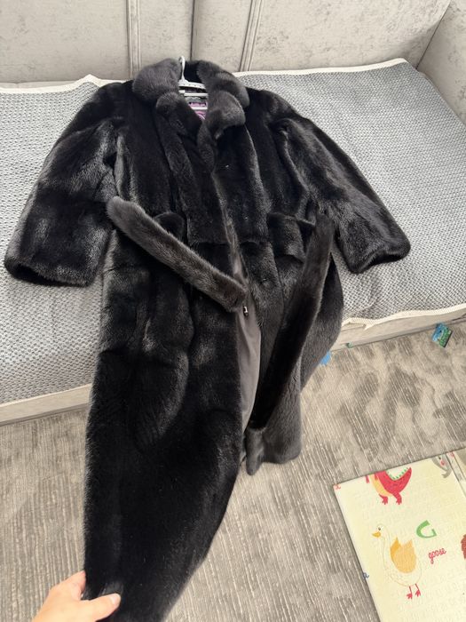 норковая шуба black lama , черная