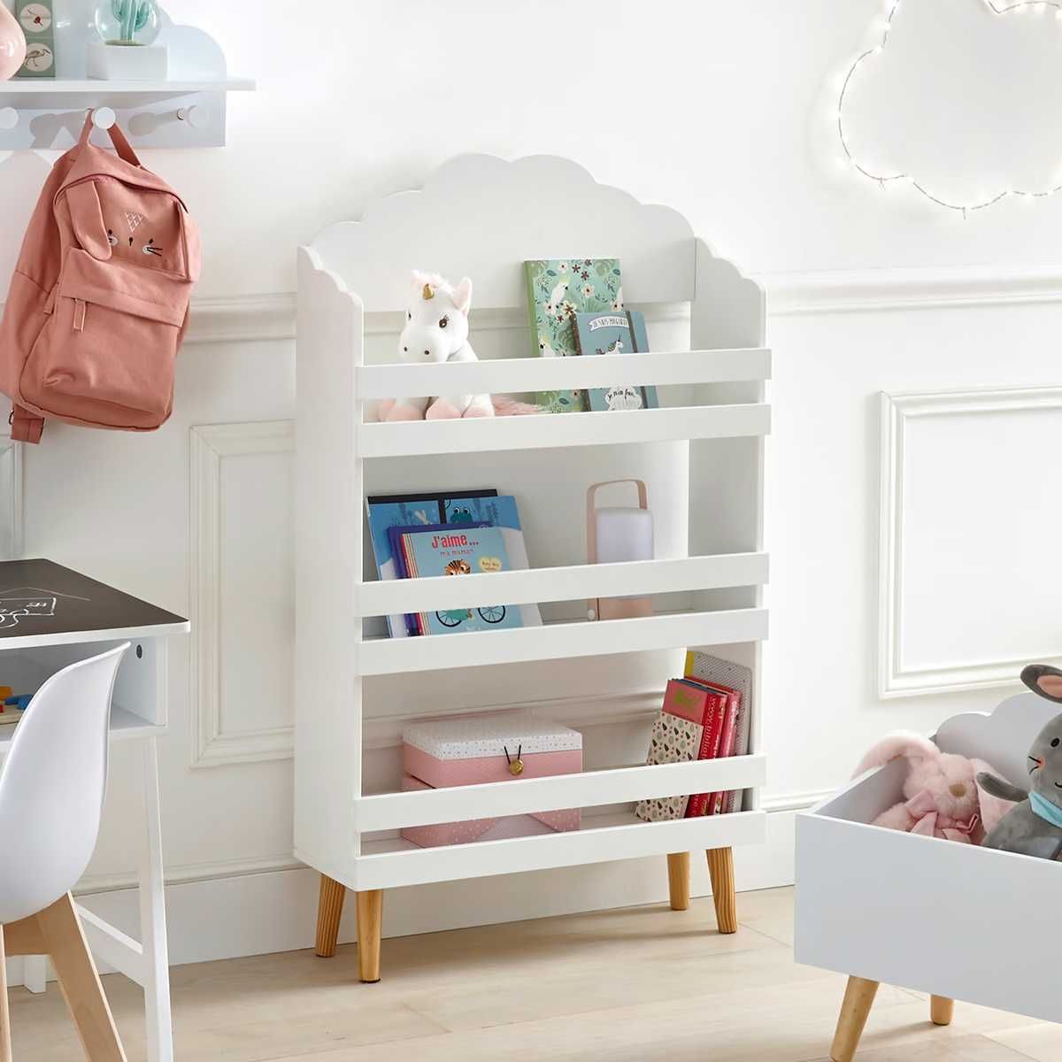 Mobilier Montessori Copii - Biblioteca Din Lemn Alb