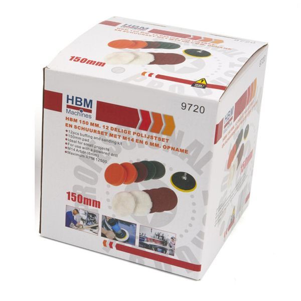 Комплект резервни гъби за полираща машина 150 мм hbm 12 части