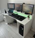 Birou Gaming Kring 160x91x72 cm, Alb, include LED