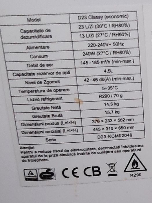 Dezumidificator aleco air D 23