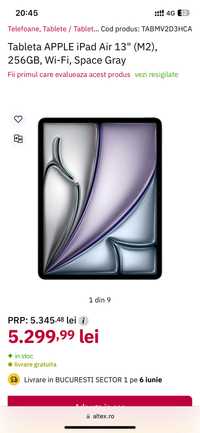 Tableta APPLE iPad Air 13" (M2), 256GB, Wi-Fi, Space Gray