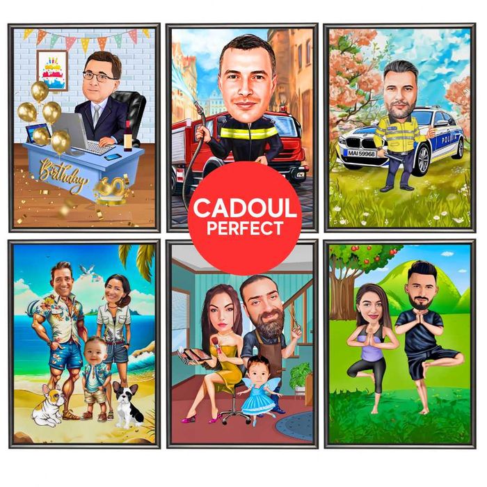 Cadouri Personalizate Barbati Femei Tablouri Caricaturi Zi de Nastere