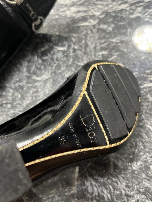 Pantofi Eleganti Negri Dior Lacuiti cu Toc