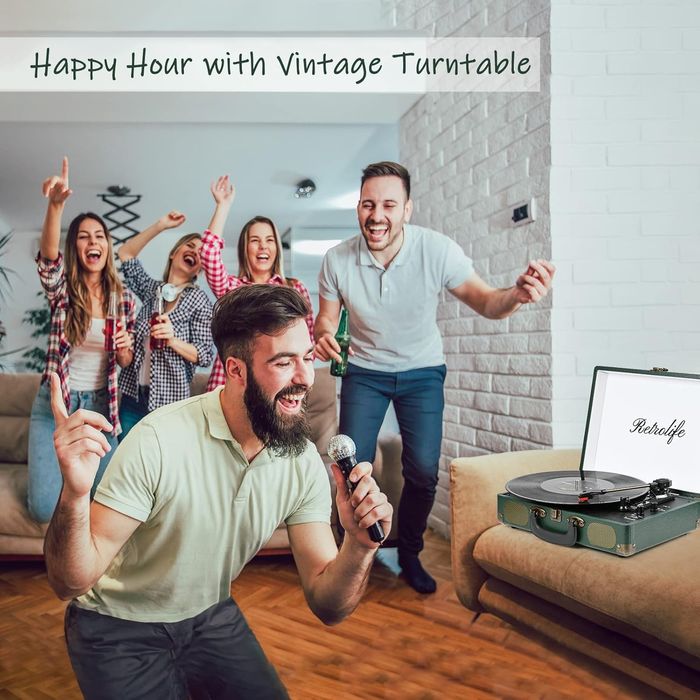 Преносим Грамофон тип "Куфар" с Bluetooth и Вградени Говорители, Retro