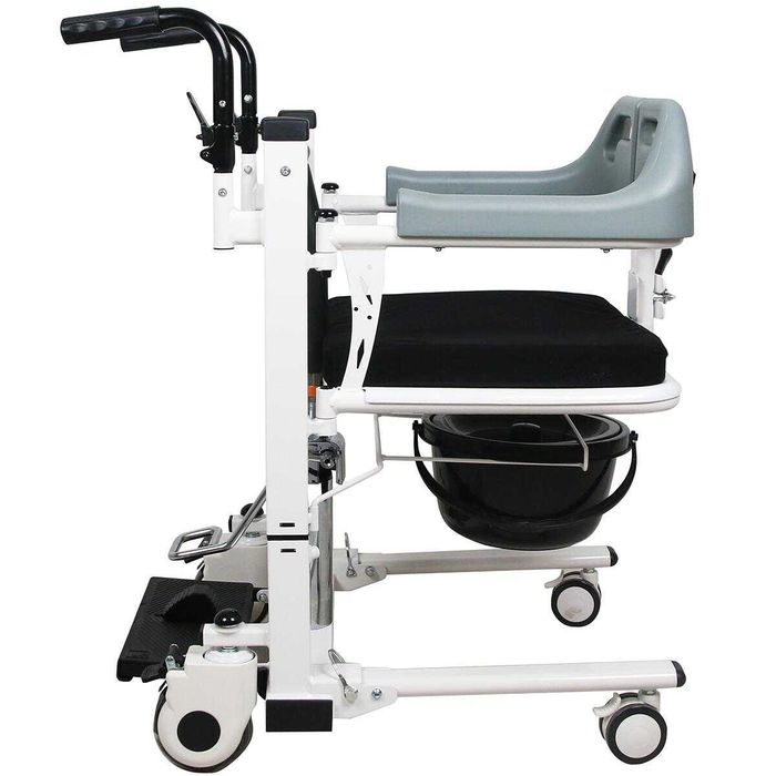 Scaun cu vas de toaleta cu lift, pe roti, pentru transfer, max. 120kg