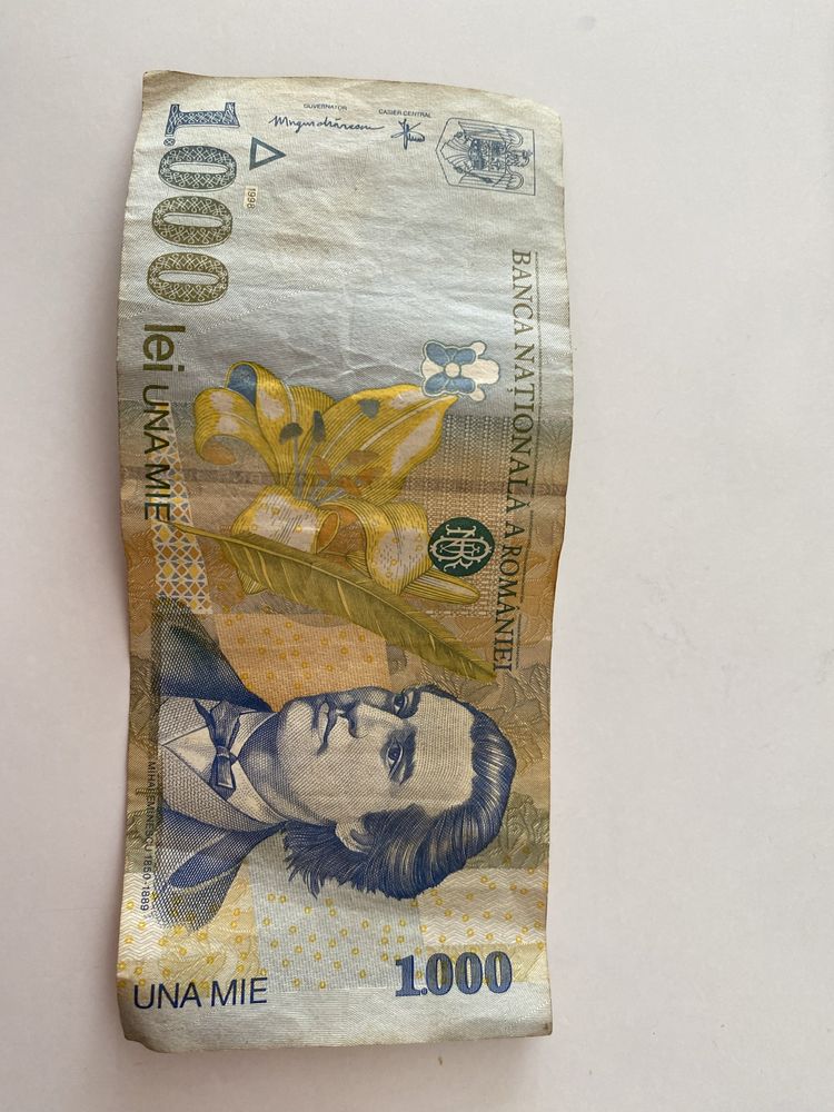 Bancnota de 1000 lei cu portretul lui mihai eminescu