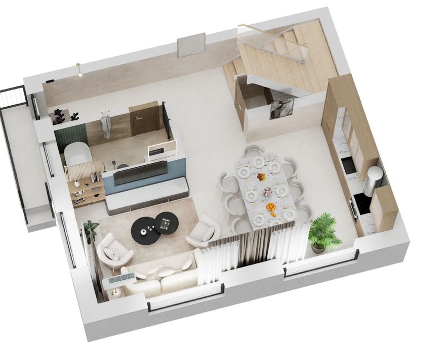 Pret special Apartament 2 etaje 110 mp utili la casa+curte 900 e + TVA