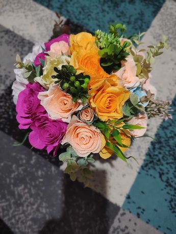 Florin din hârtie floristica, aranjament botez, nunta,buchete mireasa