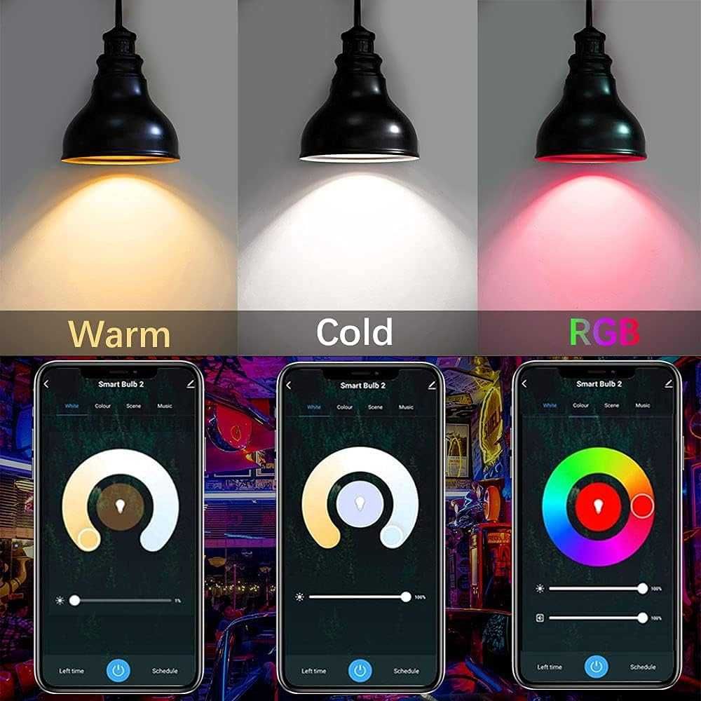 НОВA! Смарт LED крушка, E27/А19, 6W, RGB+Топла/Студена бяла светлина