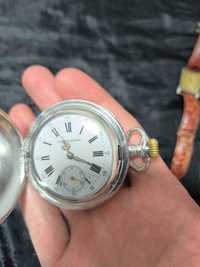 Серебряный карманные часы САЛЬТЕРЪ с серебряной цепочкой