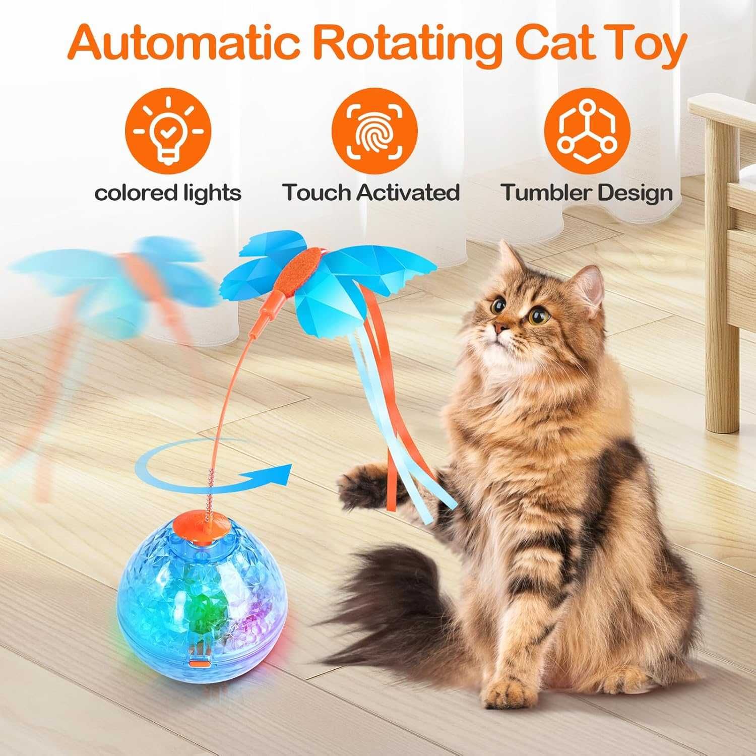 Migipaws Интерактивна играчка за котки,движеща сянка,пеперудени пера