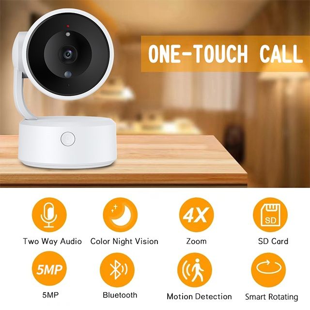 Tuya Smart 5MP WiFi IP PTZ 360° камера с бутон за интерком