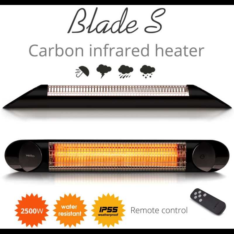 Incalzitor Veito Blade S 2,5kW, Timer, Termostat, Carbon, Aluminiu