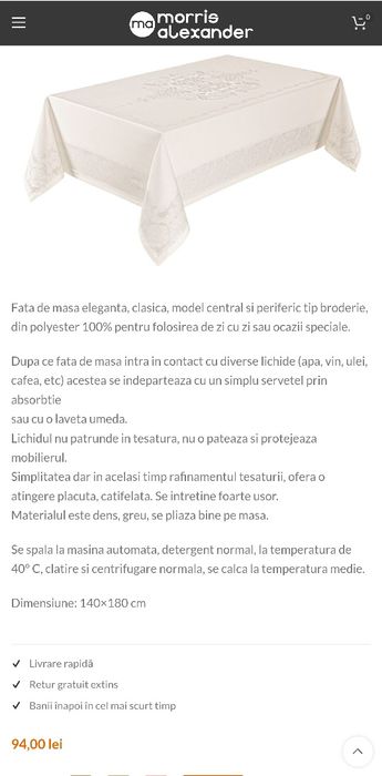 Fata de masa Morris Alexander