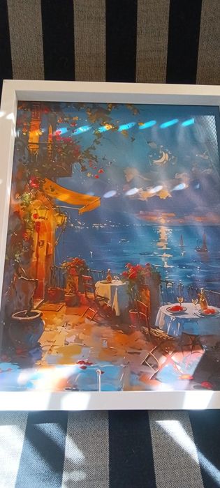 Средиземноморска Прибрежна Сцена-Жива Морска Картина с Балкон,