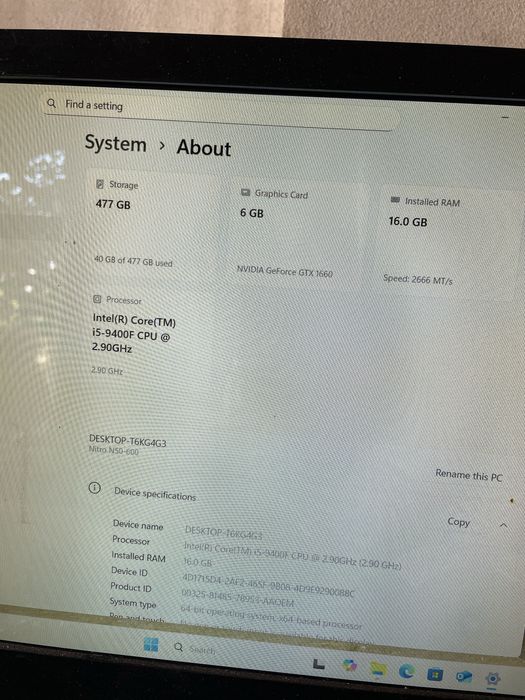 Pc Gaming Acer Nitro, GTX 1660, i5-9400f, 16gb, ssd 512
