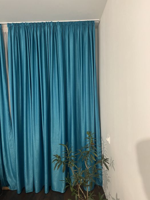 Set draperii catifea turcoaz/albastru