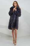 Haina blana vizon , Haină blană nurcă cu glugă, gri , 4 in 1 , m.M-XL