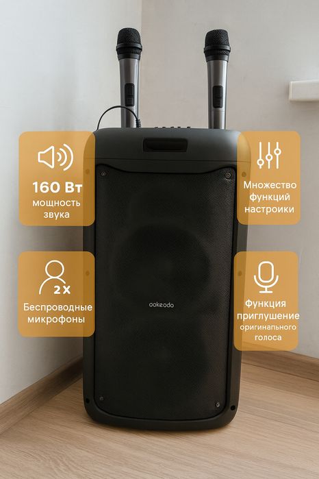 Портативная колонка с двумя микрофонами