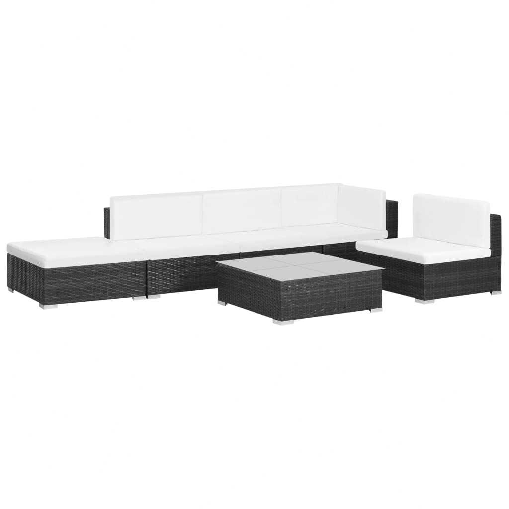 Set mobilier de gradina/terasa canapea/coltar Negru Ratan CASERTA