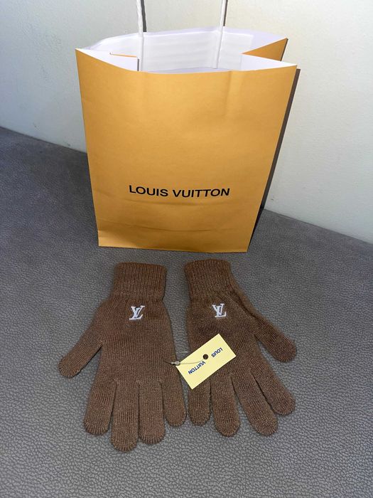 louis vuitton LV  кафяви плетени зими ръкавици унисекс 1 размер ЛВ топ