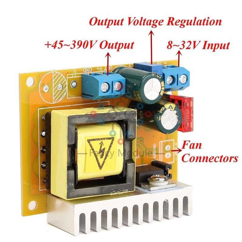 Boost Converter 8-32V la 45-390V DC-DC incarcare condensatoare