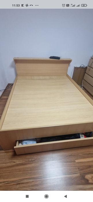 Oferta pat matrimonial 1,60X2m cu sertar 450 lei