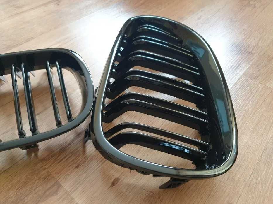 Grile nari duble Bmw e60,e61 negru lucios