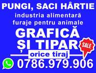 Pungi, saci de hartie alba si natur. Tipar si Grafica personalizata.
