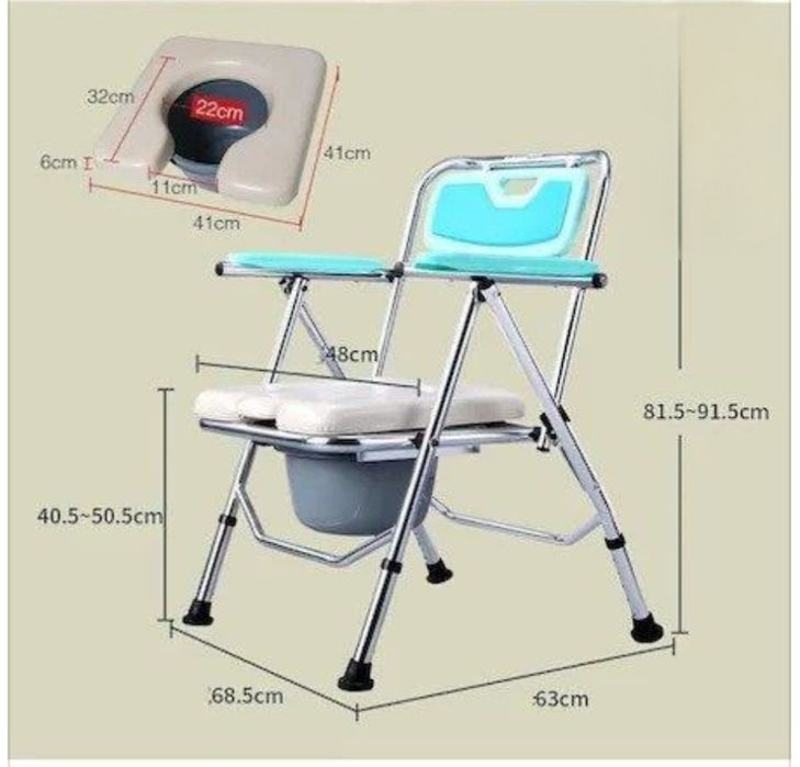 Scaun cu WC de camera pliabil, din aluminiu, max 180kg