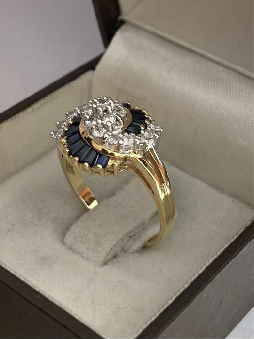 Inel aur cu safire si diamante