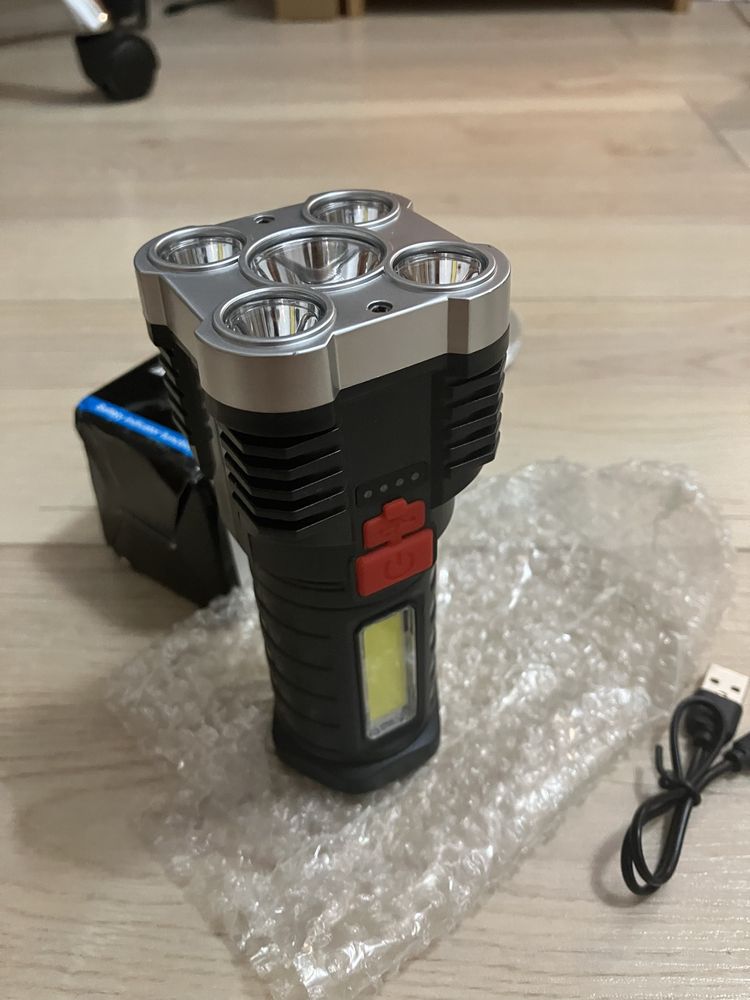 NOUA Lanterna puternica LED reincarcabila USB camping pescuit grătar