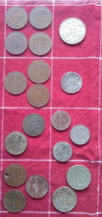 Лот от 4  номинала на 19 монети , Царство България-1910- 1912г.