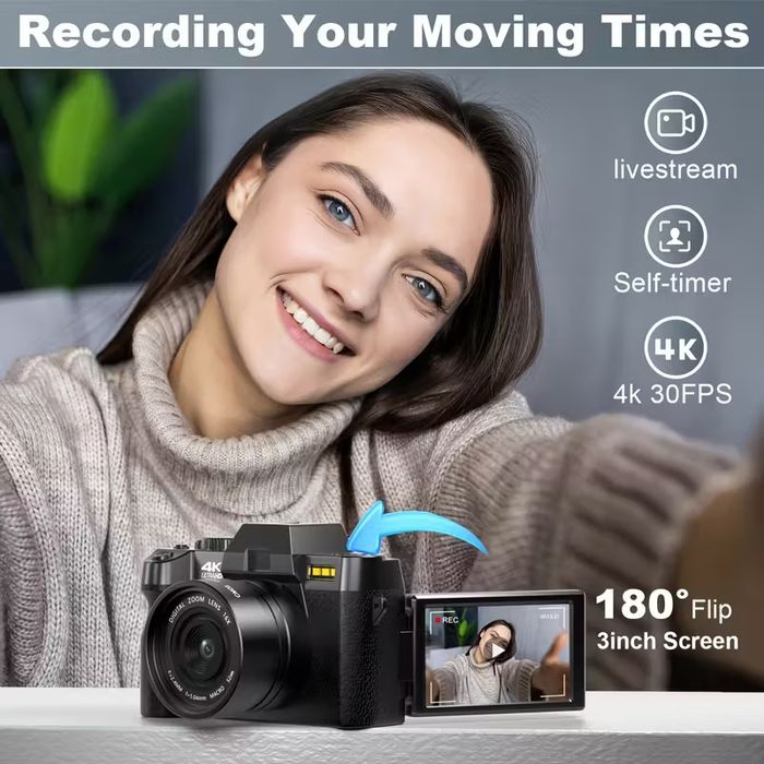 ПромоЦена!Цифрова камера  за фотография и видео, 4K 48MP камера за вло