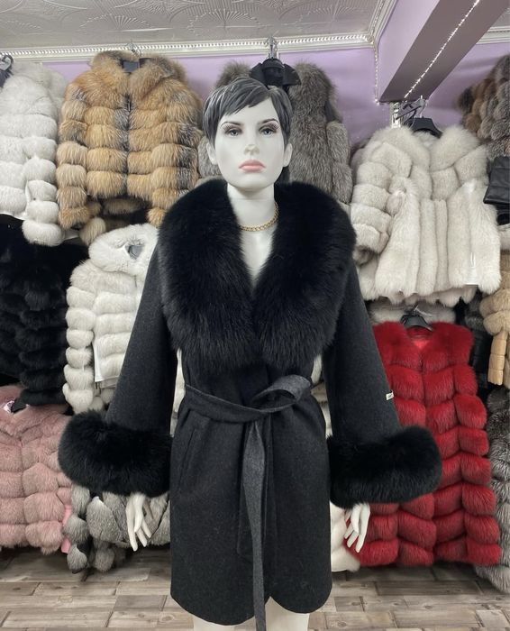 Palton lana Alpaca si blana naturala