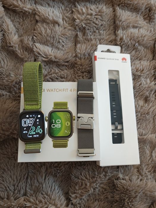 Huawei Watch Fit 4 Pro verde + brățări rezervă.