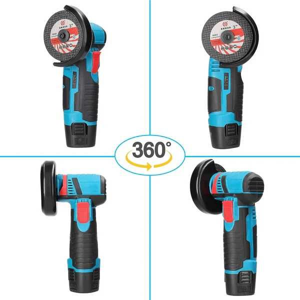 Mini Polizor Flex Electric cu 2 BATERII 12V Disc 76MM + 6 DISCURI