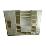 Biblioteca alba 2,93 m pentru living; Ansamblu modular; Dulap cu raft